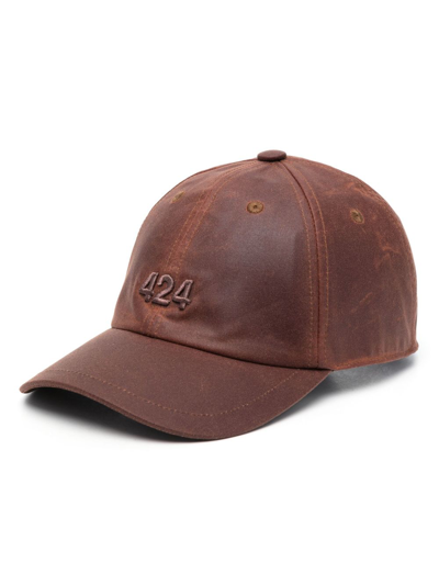 Shop 424 Embroidered-logo Organic-cotton Baseball Cap In Brown