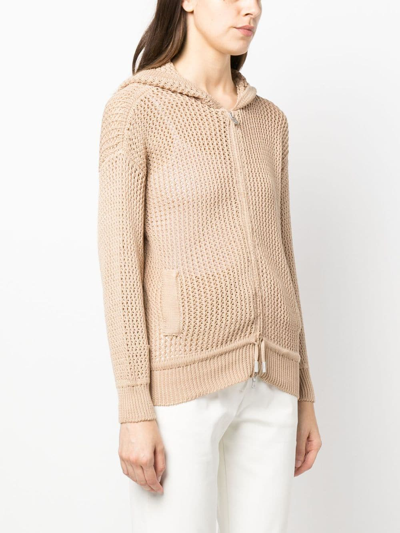 Eleventy Zip-up Knit Hooded Cardigan In Brown