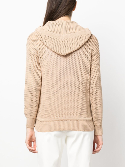 Eleventy Zip-up Knit Hooded Cardigan In Brown