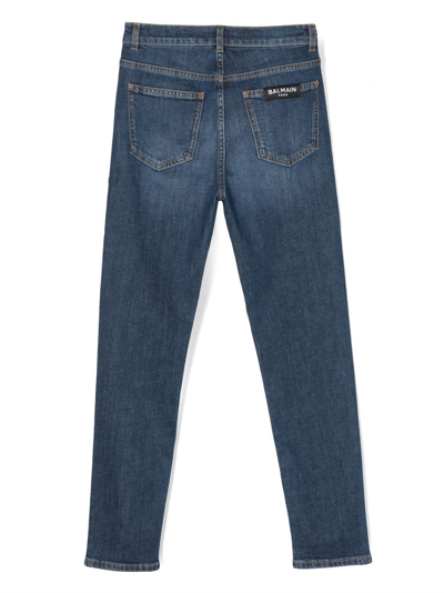 Shop Balmain Mid-rise Straight-leg Jeans In Blue
