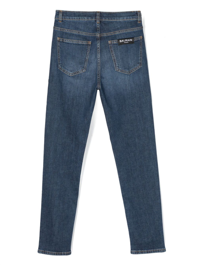 Balmain Boys Blue Cotton Denim Jeans In Blue