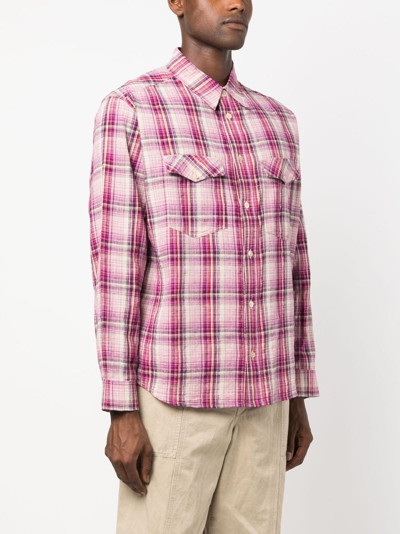 Shop Marant Check-print Two-pocket Shirt In Pink