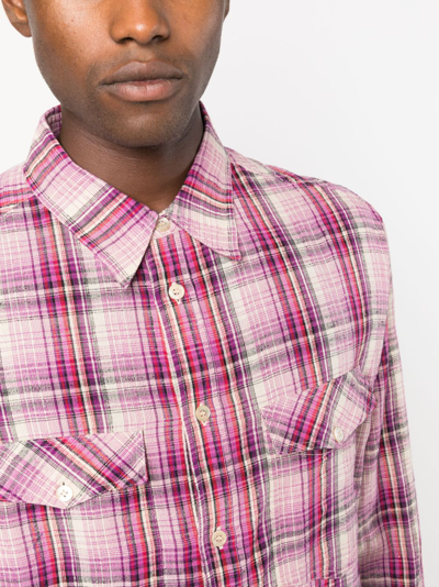 Shop Marant Check-print Two-pocket Shirt In Pink