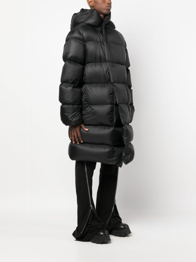 Rick Owens Wrap-front Hooded Quilted Down Coat In Black