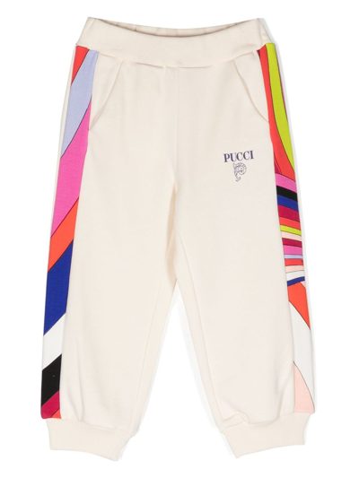 Shop Pucci Junior Contrasting-stripe Detail Track Pants In Neutrals