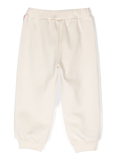 Shop Pucci Junior Contrasting-stripe Detail Track Pants In Neutrals