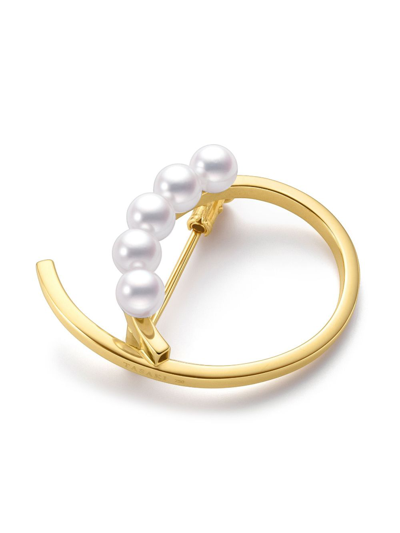 Shop Tasaki 18kt Yellow Gold A Fine Balance Pearl Brooch