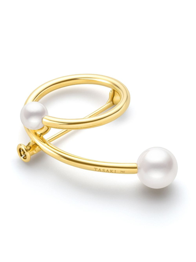 Shop Tasaki 18kt Yellow Gold Collection Line A Fine Balance Pearl Brooch