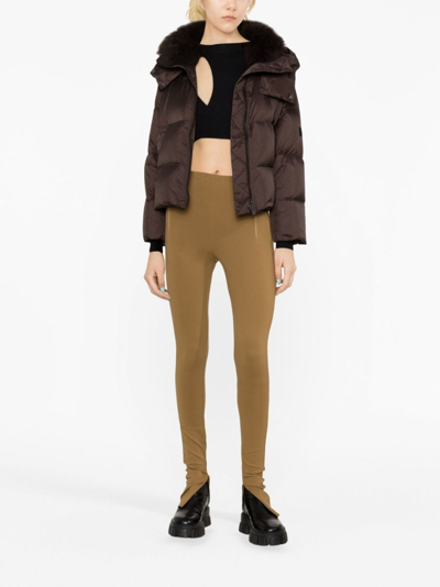 Wardrobe.nyc Ankle-zip High-waist Leggings In Brown