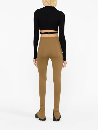 Wardrobe.nyc Ankle-zip High-waist Leggings In Brown