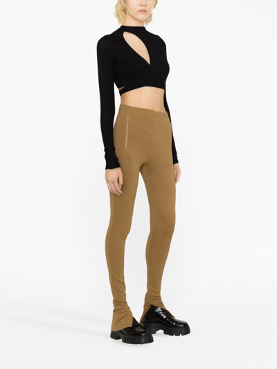 Wardrobe.nyc Ankle-zip High-waist Leggings In Brown
