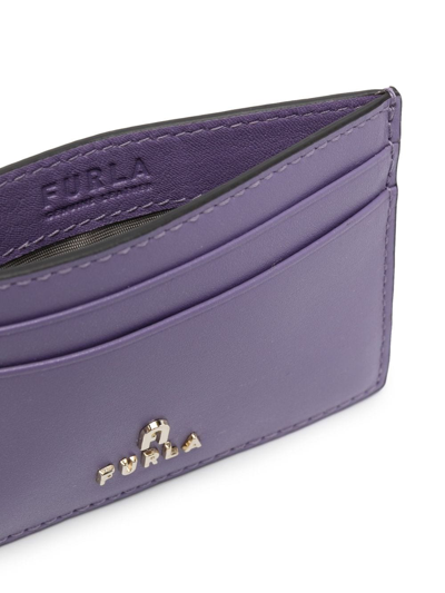 Shop Furla Small Camelia Leather Card Case In Purple
