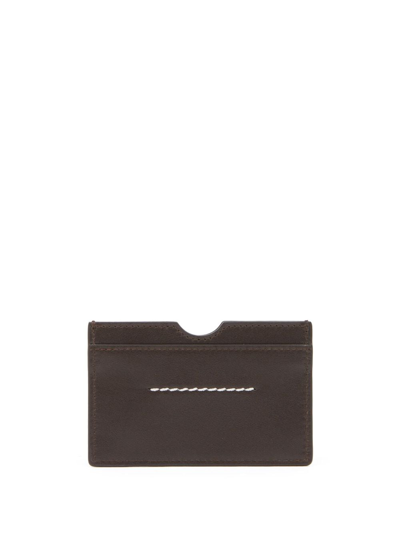 Shop Mm6 Maison Margiela Numeric Logo-embossed Card Holder In Brown