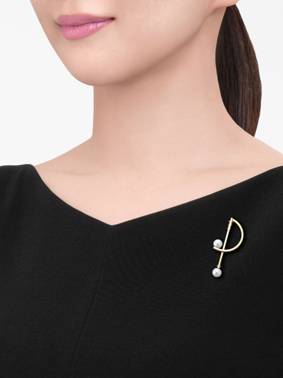 Tasaki 18kt Yellow Gold Collection Line Kinetic Pearl Brooch In Gold