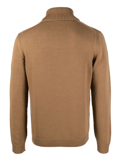 Shop Nuur High-neck Merino Wool Knit Jumper In Brown