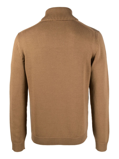 Nuur High-neck Merino Wool Knit Jumper In Brown