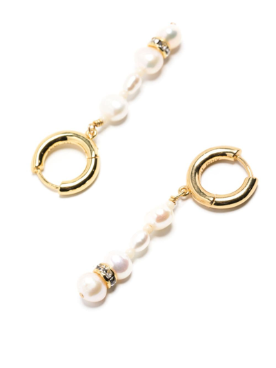 Shop Anni Lu Pearl Hoop Earrings In Gold