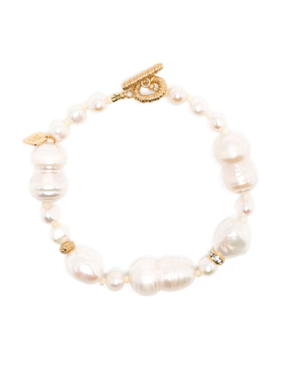 Shop Anni Lu Bar-pin Pearl Bracelet In White