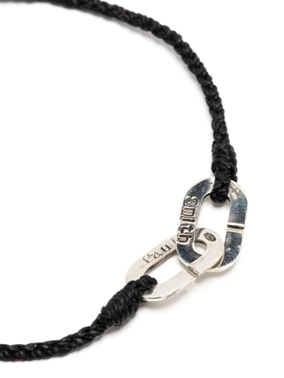 Shop Paul Smith Logo-engraved Cord Bracelet In Black