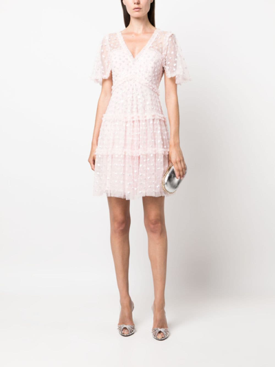 Shop Needle & Thread Thea Sequinned Polka-dot Minidress In Pink