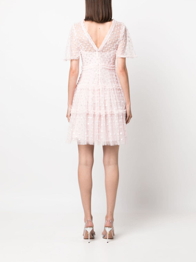 Shop Needle & Thread Thea Sequinned Polka-dot Minidress In Pink