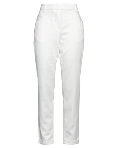 Shop Liu •jo Woman Pants White Size M Cotton, Polyester, Elastane