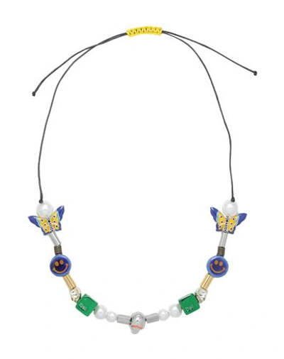 Shop Salute Woman Necklace Bright Blue Size - Plastic, Metal