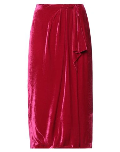 Hanami D'or Woman Midi Skirt Fuchsia Size 4 Viscose, Silk In Pink