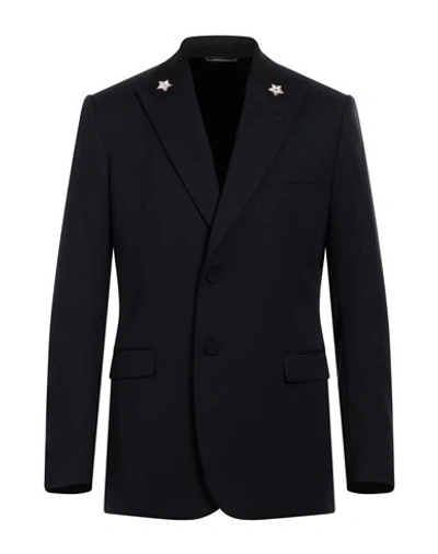 Homme Man Suit Jacket Midnight Blue Size 38 Virgin Wool, Polyester In Black