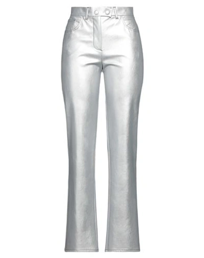 Shop Sfizio Woman Pants Silver Size 4 Viscose, Polyurethane