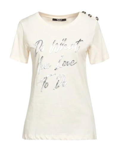 Shop Siste's Woman T-shirt Cream Size Xl Cotton In White