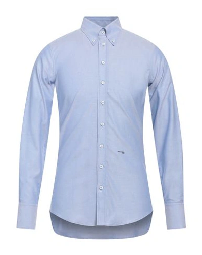 Shop Dsquared2 Man Shirt Blue Size 42 Cotton