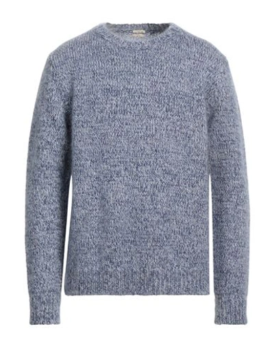 Shop Massimo Alba Man Sweater Blue Size Xl Wool, Mohair Wool, Silk