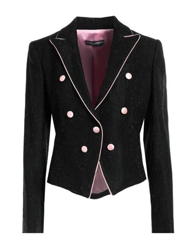 Dolce & Gabbana Woman Blazer Black Size 14 Polyester, Acetate, Silk, Polyamide, Elastane In Black