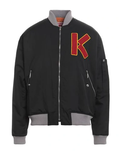Shop Kenzo Man Jacket Black Size L Polyester, Polyamide, Acrylic, Cotton, Elastane