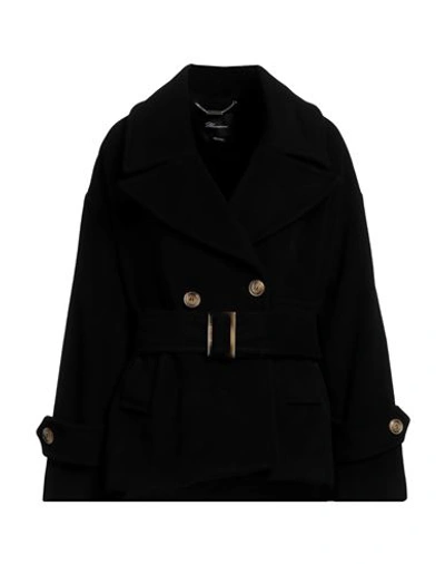 Shop Blumarine Woman Coat Black Size 10 Virgin Wool, Polyamide, Cashmere