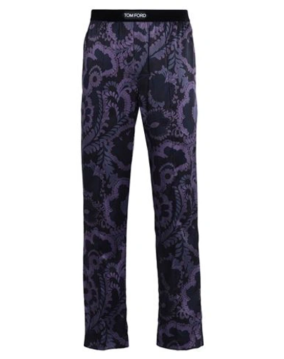 Shop Tom Ford Man Sleepwear Purple Size L Silk, Elastane
