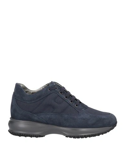 Shop Hogan Woman Sneakers Midnight Blue Size 8 Soft Leather, Textile Fibers