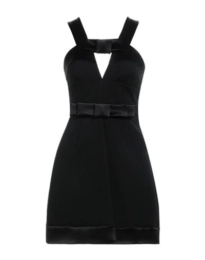 Shop Jil Sander Woman Mini Dress Black Size 4 Virgin Wool, Acetate