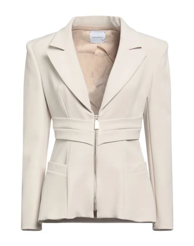 Annarita N Woman Blazer Beige Size 12 Polyester, Elastane In Beige