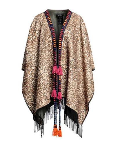 Shop Etro Woman Cape Beige Size Onesize Wool, Polyester, Acrylic