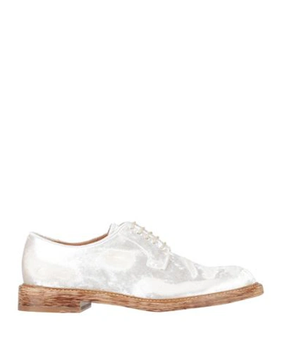 Shop Maison Margiela Man Lace-up Shoes Ivory Size 9 Textile Fibers In White