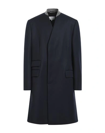 Shop Maison Margiela Man Coat Midnight Blue Size 40 Wool