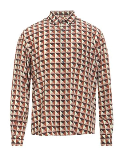 Shop Valentino Garavani Man Shirt Brown Size 16 Silk