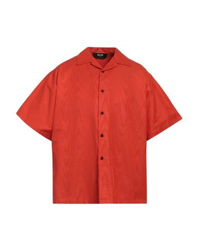 Shop Msgm Man Shirt Orange Size 16 Cotton, Viscose