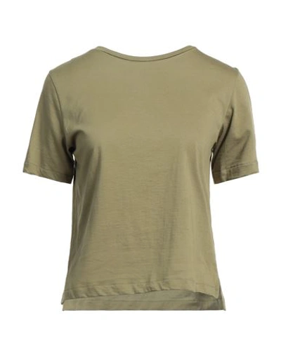 Shop Aragona Woman T-shirt Military Green Size 4 Cotton