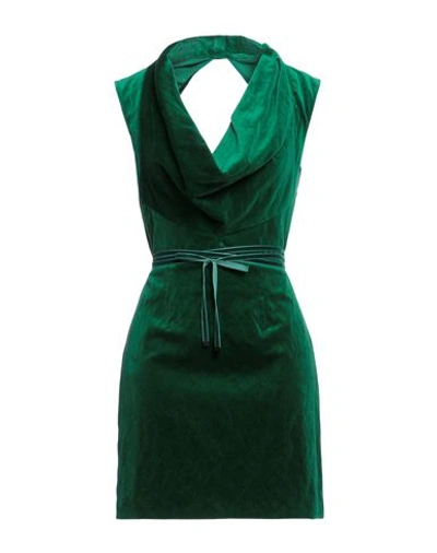 Shop Dsquared2 Woman Mini Dress Emerald Green Size 2 Cotton, Metallic Fiber