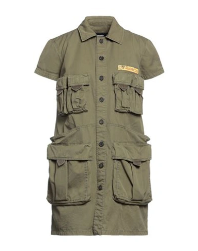 Dsquared2 Woman Short Dress Military Green Size 8 Cotton In Green