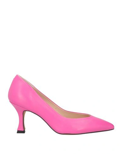 Shop Elena Del Chio Woman Pumps Fuchsia Size 5 Soft Leather In Pink