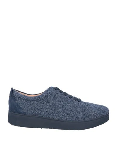 Fitflop Woman Sneakers Navy Size 7 Leather, Merino Wool In Navy Blue